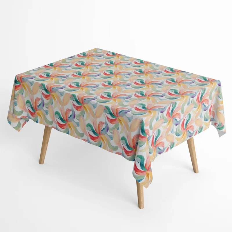 Jacquard Tischdecke aus beschichteter Baumwolle mit Fleckenschutz MAGNARA pastellfarbene Blätter eckig rund oval