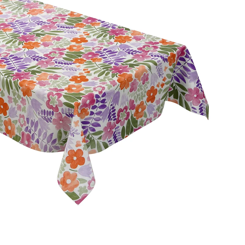 Wachstuch Tischdecke B4080-01 floral Aquarell pinke violette Blüten eckig rund oval
