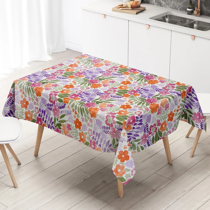 Wachstuch Tischdecke B4080-01 floral Aquarell pinke violette Blüten eckig rund oval