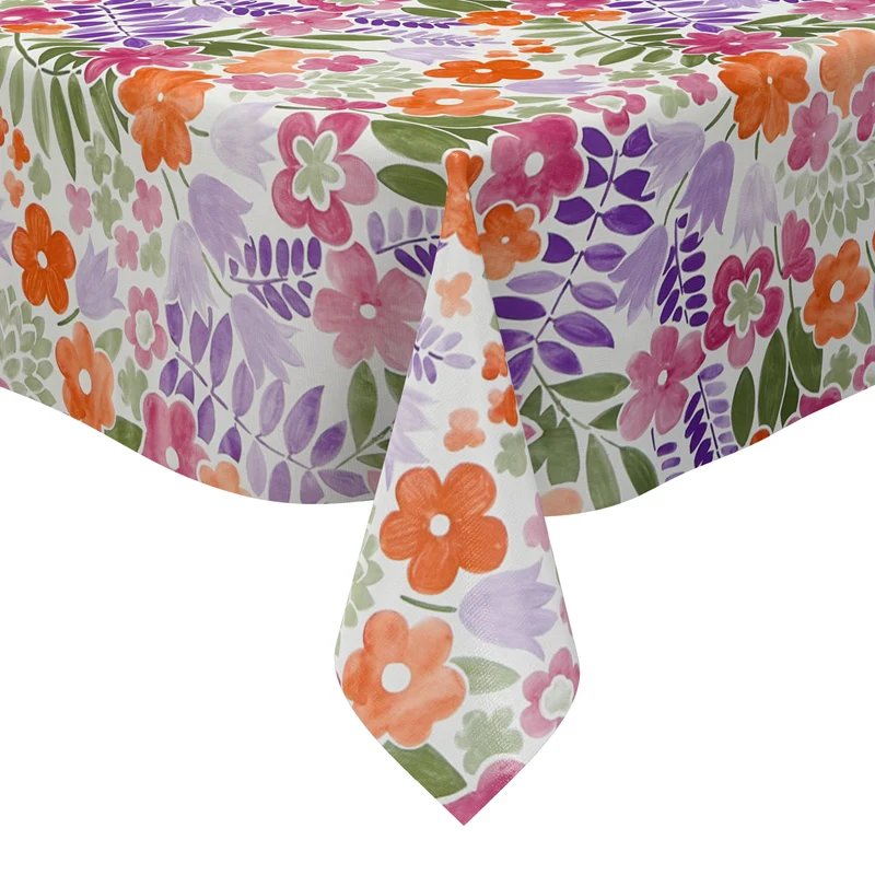 Wachstuch Tischdecke B4080-01 floral Aquarell pinke violette Blüten eckig rund oval