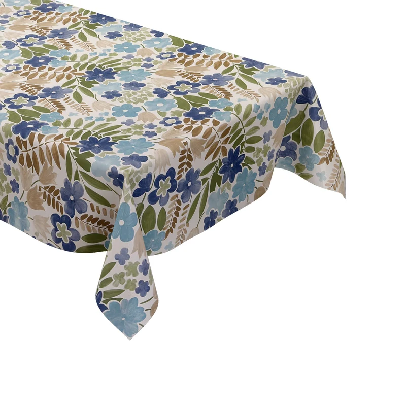 Wachstuch Tischdecke B4080-03 floral Aquarell blaue Blüten eckig rund oval