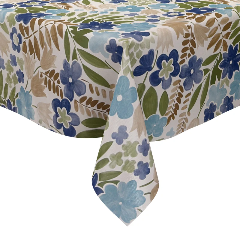 Wachstuch Tischdecke B4080-03 floral Aquarell blaue Blüten eckig rund oval