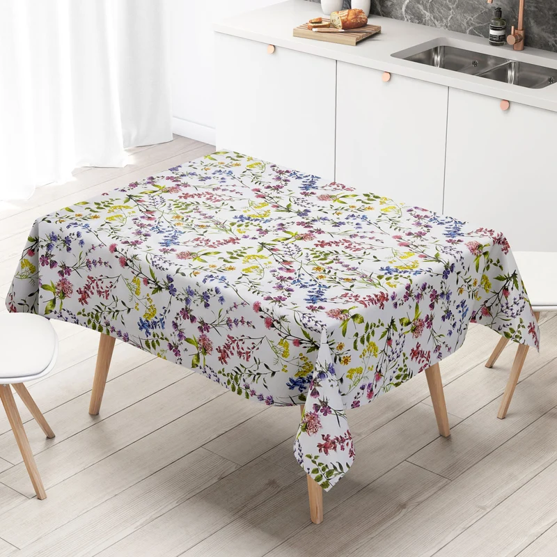Wachstuch Tischdecke 160 cm Breite Übergröße B4033-01 Blumenwiese eckig rund oval