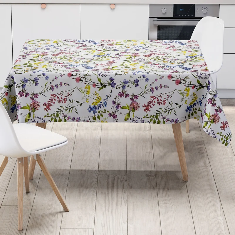 Wachstuch Tischdecke 160 cm Breite Übergröße B4033-01 Blumenwiese eckig rund oval