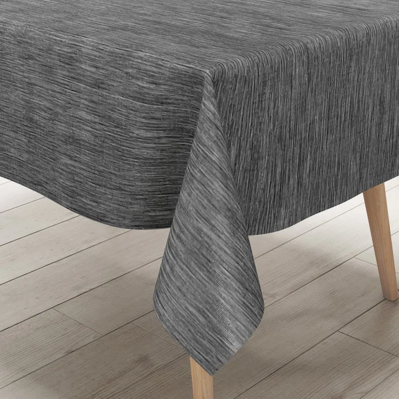 Wachstuch Tischdecke geprägt P733-12 Leinenstruktur anthrazit dunkelgrau eckig rund oval