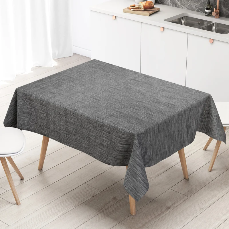 Wachstuch Tischdecke geprägt P733-12 Leinenstruktur anthrazit dunkelgrau eckig rund oval