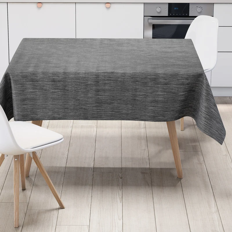 Wachstuch Tischdecke geprägt P733-12 Leinenstruktur anthrazit dunkelgrau eckig rund oval