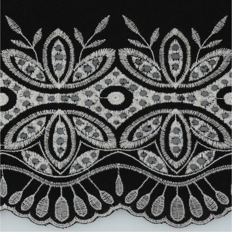 Linen embroidery one sided border trouser dress fabric M1815