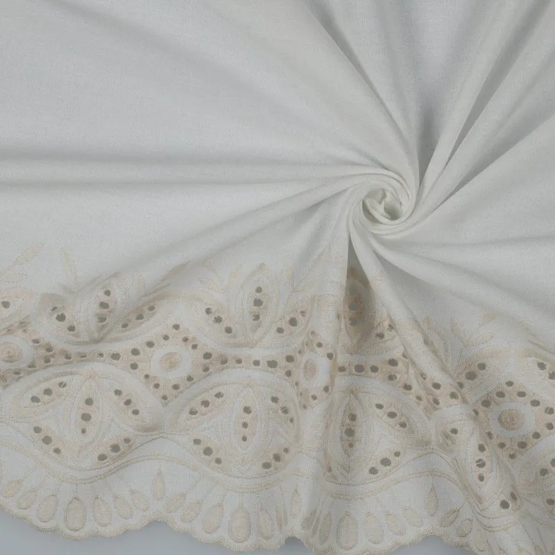 Linen embroidery one sided border trouser dress fabric M1815