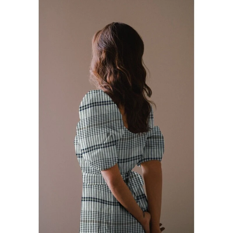 Sand Yarn Dyed Check Checkered Plaid Dress fabric M1809