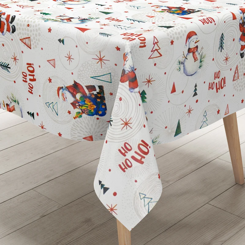 KEVKUS Wachstuch Tischdecke Weihnachten P1151-2 Schneemann Weihnachtsmann weiß eckig rund oval