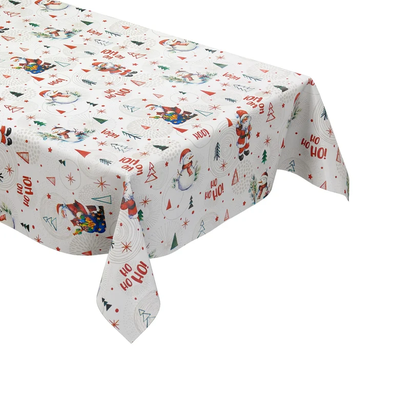 KEVKUS Wachstuch Tischdecke Weihnachten P1151-2 Schneemann Weihnachtsmann weiß eckig rund oval