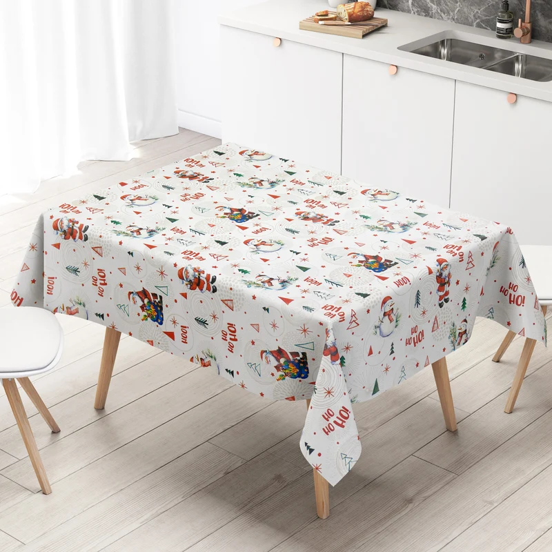 KEVKUS Wachstuch Tischdecke Weihnachten P1151-2 Schneemann Weihnachtsmann weiß eckig rund oval