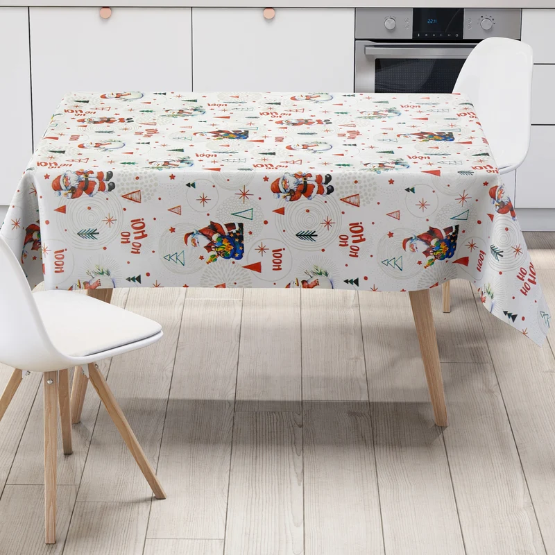 KEVKUS Wachstuch Tischdecke Weihnachten P1151-2 Schneemann Weihnachtsmann weiß eckig rund oval