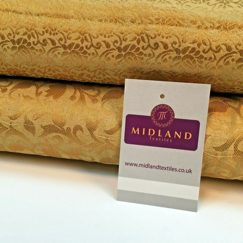 Floral Gold Textured Banarsi Lame Brocade Fabric 111 cm MA1124 Mtex