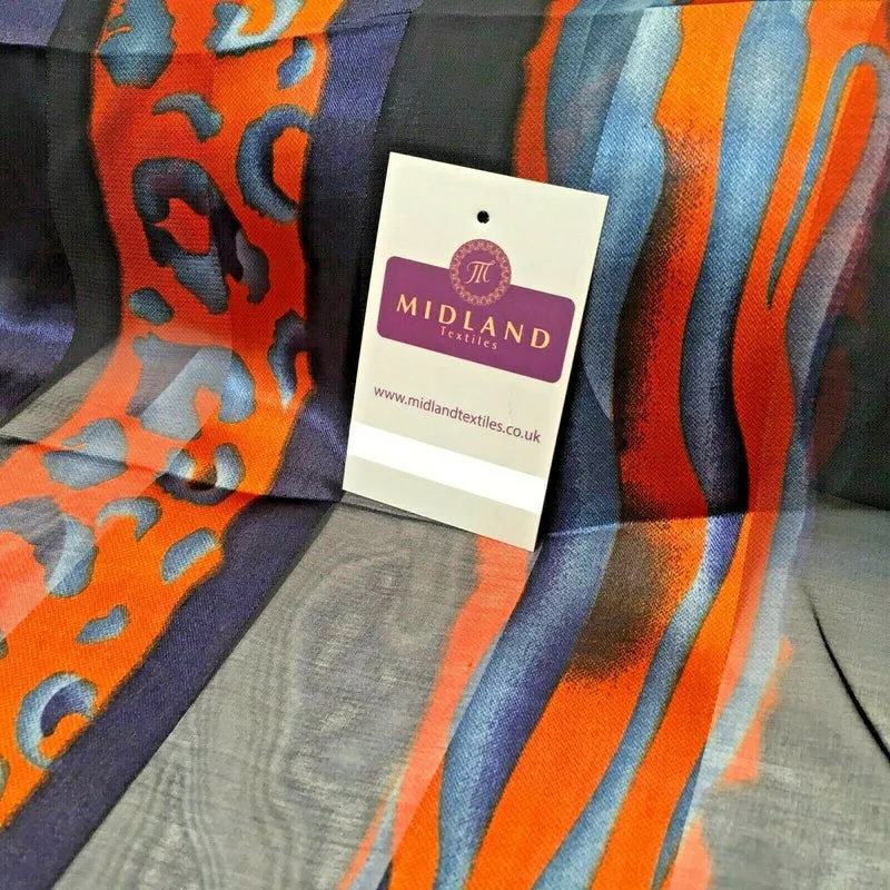 Navy Orange Animal Printed Dress fabric 150cm Wide MA1049-5 Mtex