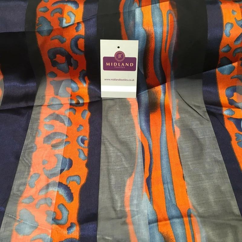 Navy Orange Animal Printed Dress fabric 150cm Wide MA1049-5 Mtex