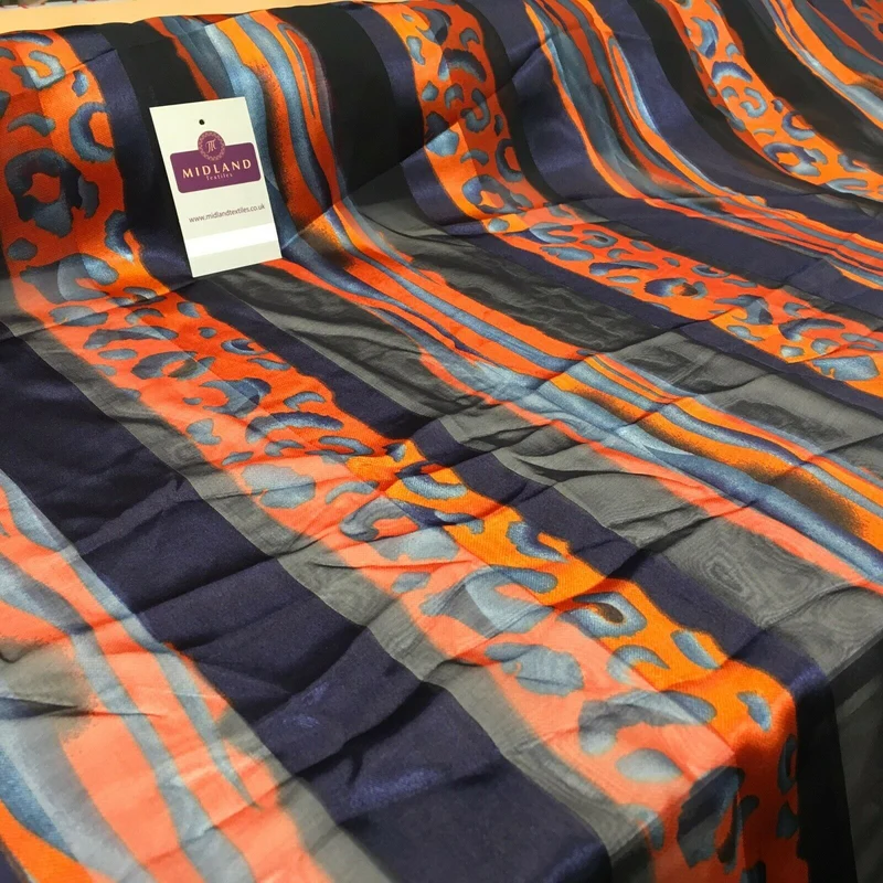 Navy Orange Animal Printed Dress fabric 150cm Wide MA1049-5 Mtex