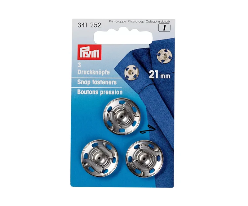 Annähdruckknöpfe silber 21 mm