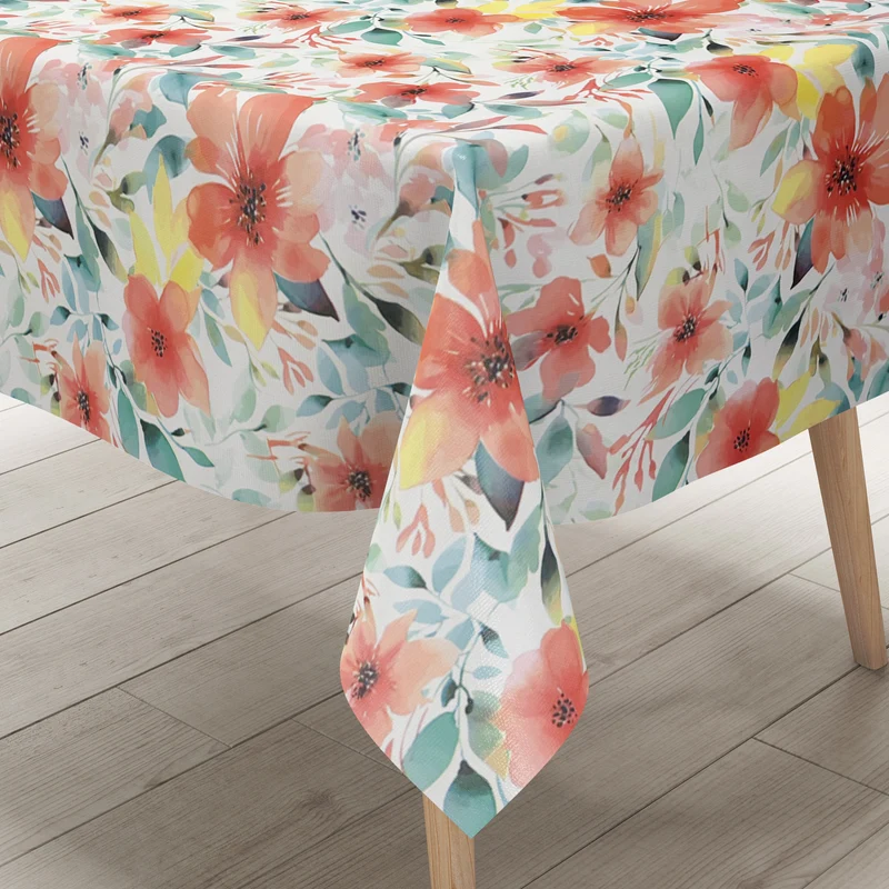Wachstuch Tischdecke geprägt B4074-01 aquarell Mohnblumen eckig rund oval