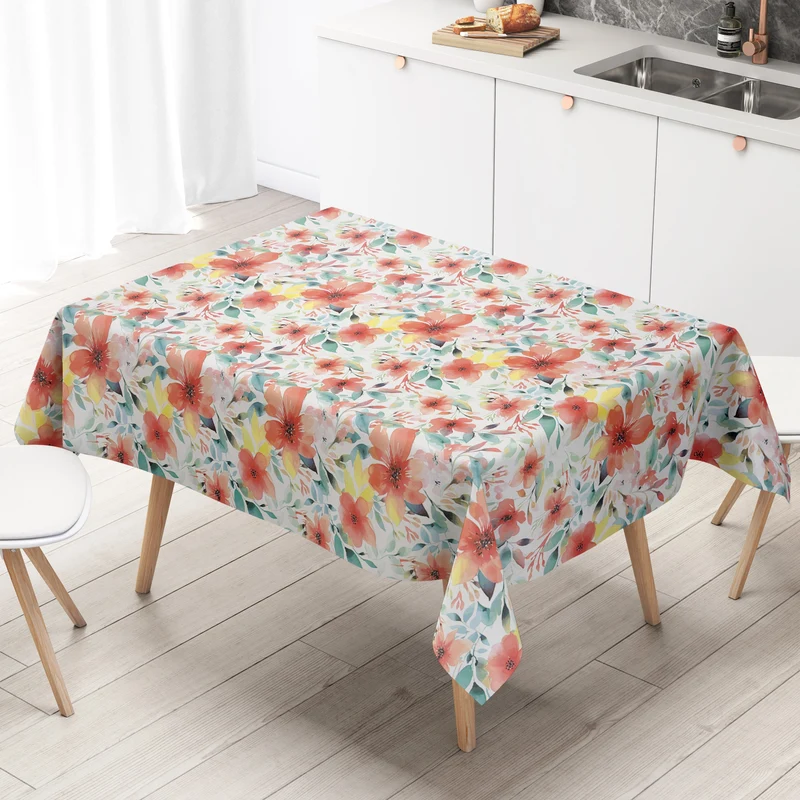 Wachstuch Tischdecke geprägt B4074-01 aquarell Mohnblumen eckig rund oval