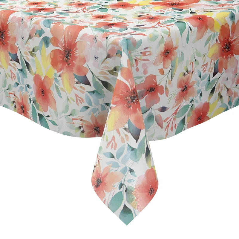 Wachstuch Tischdecke geprägt B4074-01 aquarell Mohnblumen eckig rund oval
