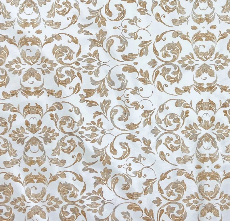 Wachstuch Tischdecke B4014-02 Elegant barocke Linien kupfer auf weiss eckig rund oval