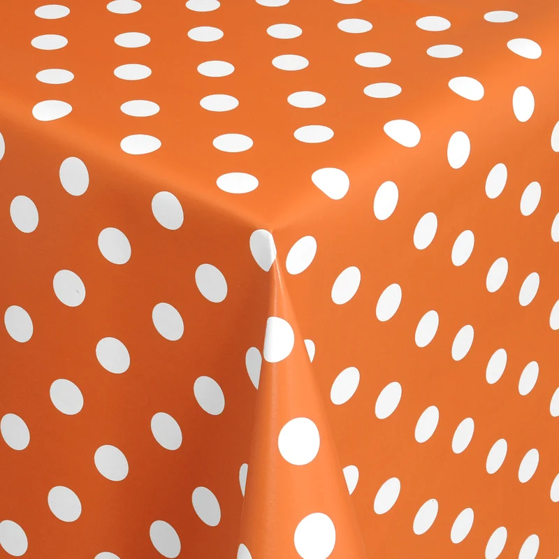 Wachstuch Tischdecke 01150-15 weiße Punkte auf orange Polka Dots eckig rund oval