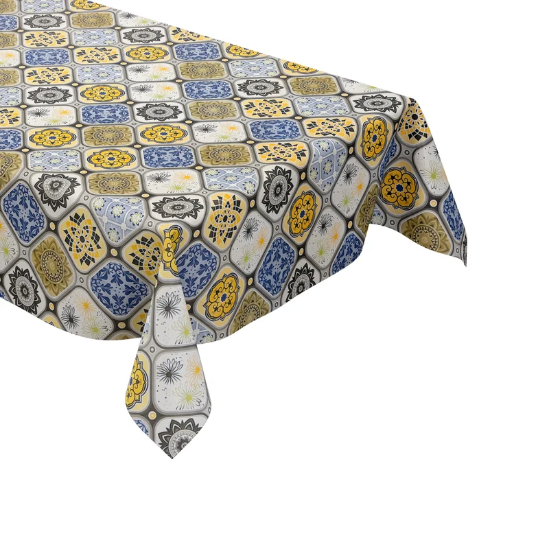 Wachstuch Tischdecke geprägt DO10 marokkanische Fliesen Mosaik eckig rund oval