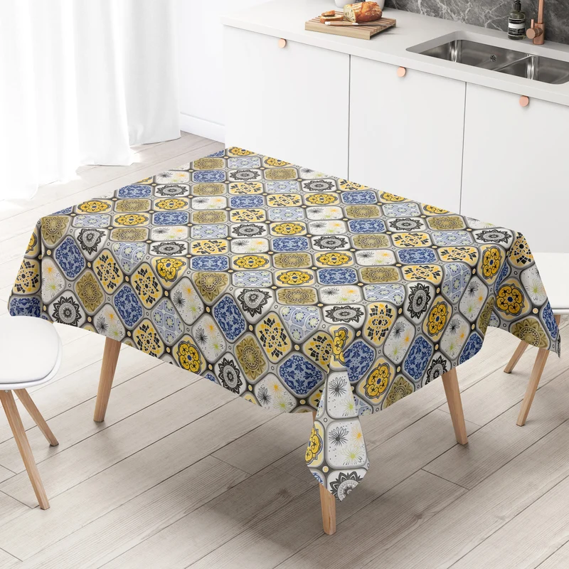 Wachstuch Tischdecke geprägt DO10 marokkanische Fliesen Mosaik eckig rund oval