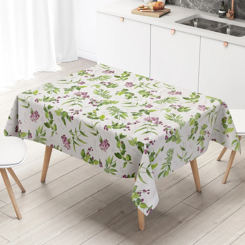 Wachstuch Tischdecke geprägt BA30 Kräuter und Blüten eckig rund oval