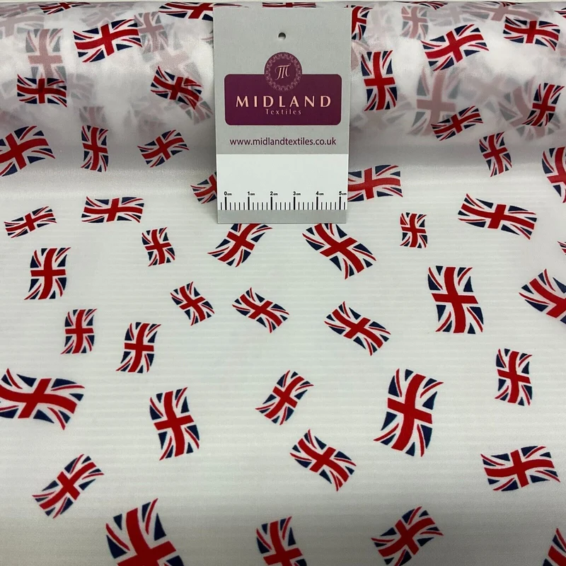 White Union Jack table runner Jubilee bunting coronation fabric 150cm wide M1683