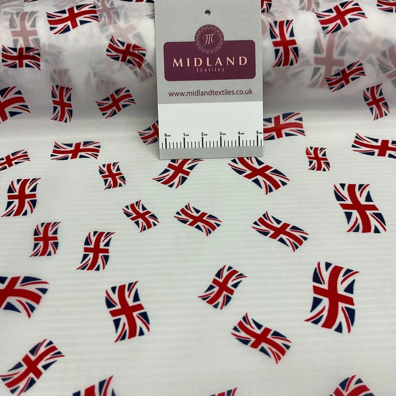 White Union Jack table runner Jubilee bunting coronation fabric 150cm wide M1683