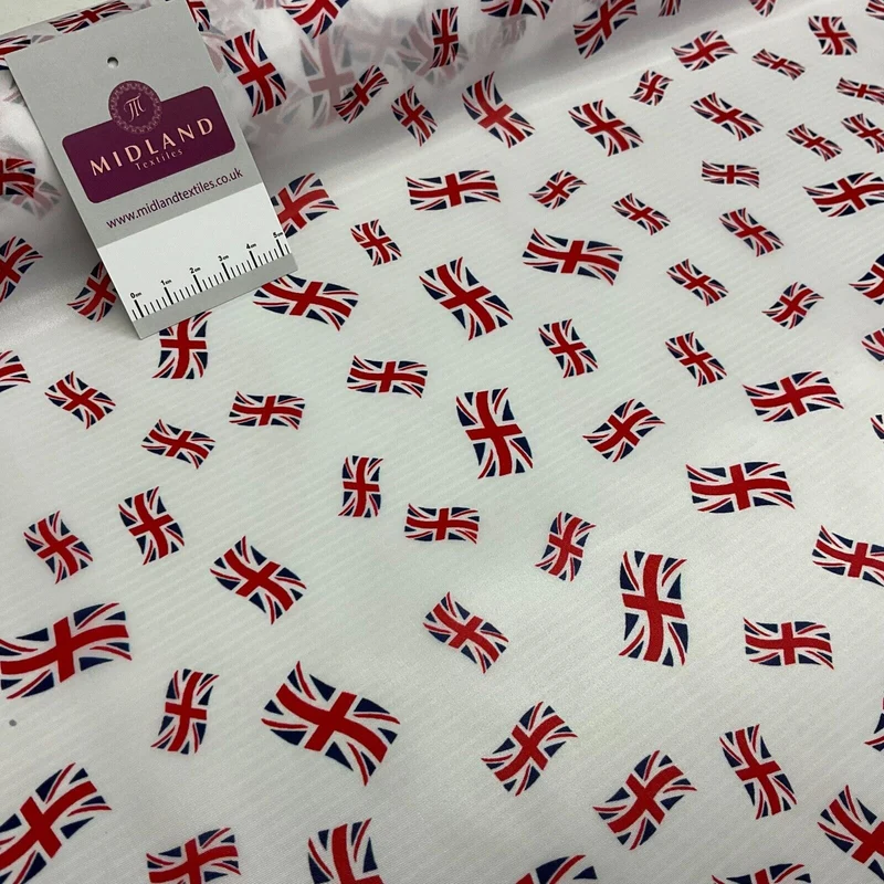 White Union Jack table runner Jubilee bunting coronation fabric 150cm wide M1683
