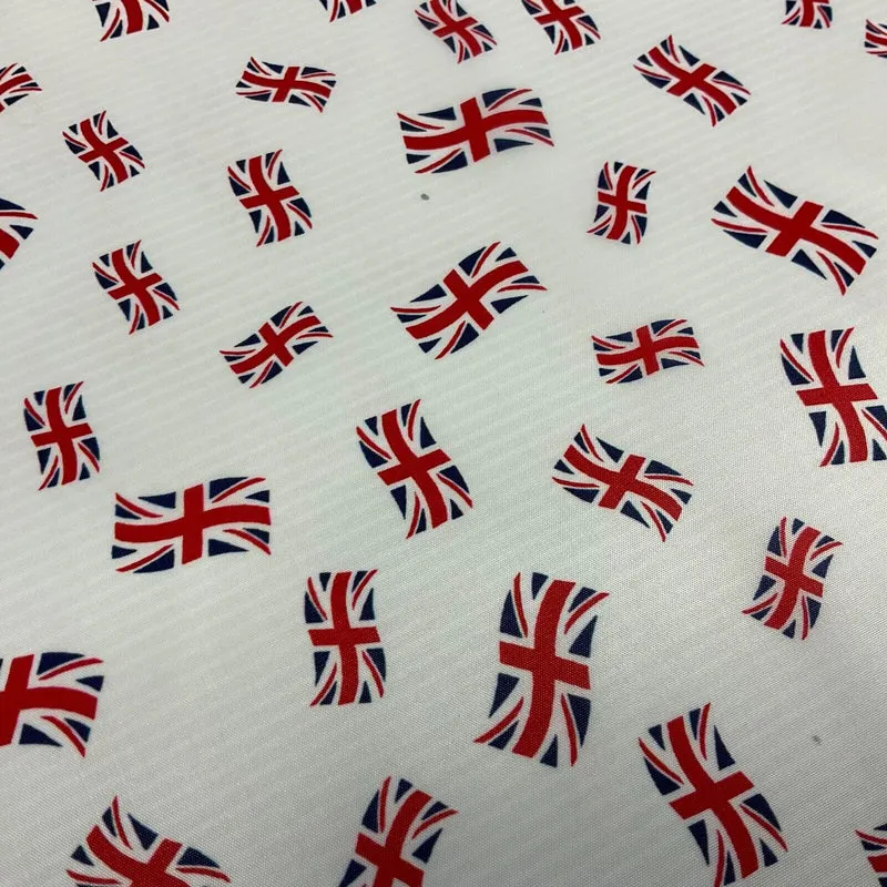 White Union Jack table runner Jubilee bunting coronation fabric 150cm wide M1683