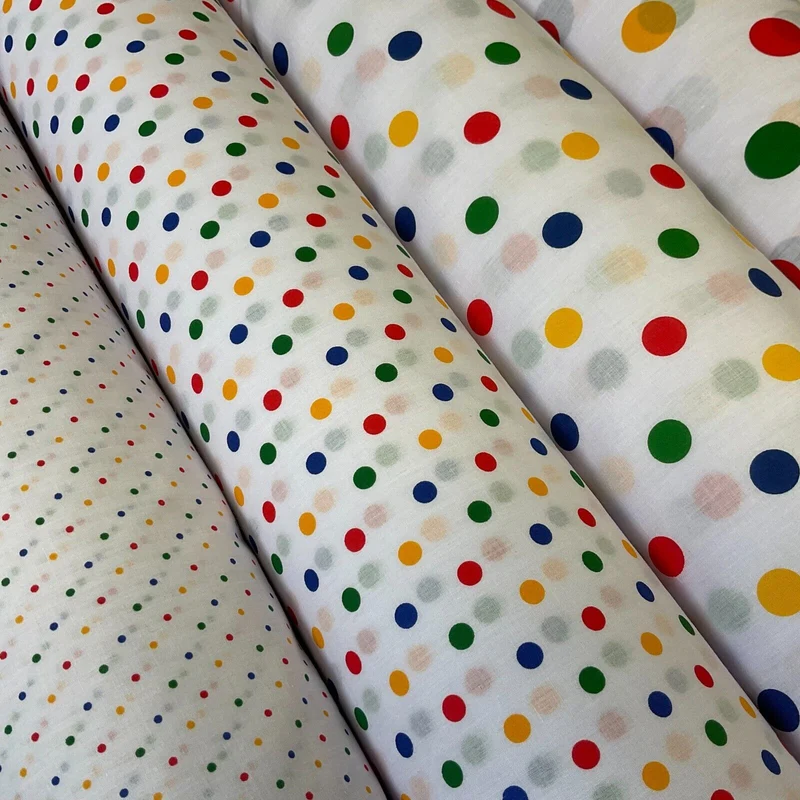Multi coloured dot spot Poly cotton spotted dotted printed fabric M1709