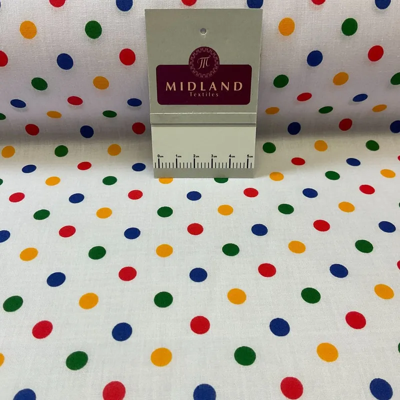 Multi coloured dot spot Poly cotton spotted dotted printed fabric M1709