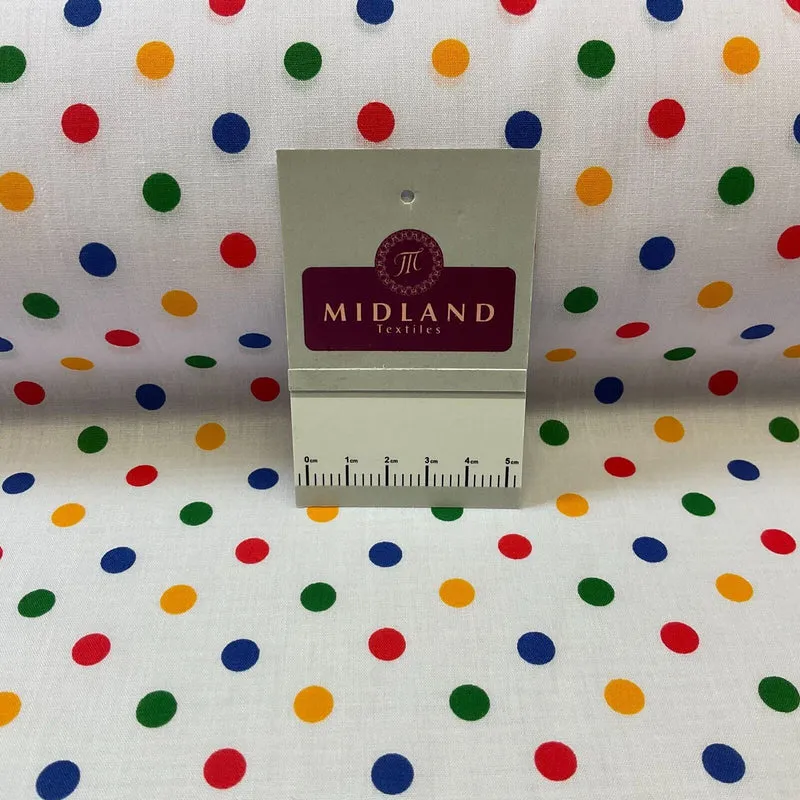 Multi coloured dot spot Poly cotton spotted dotted printed fabric M1709