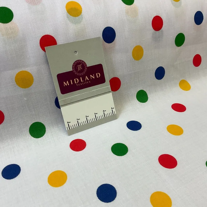 Multi coloured dot spot Poly cotton spotted dotted printed fabric M1709