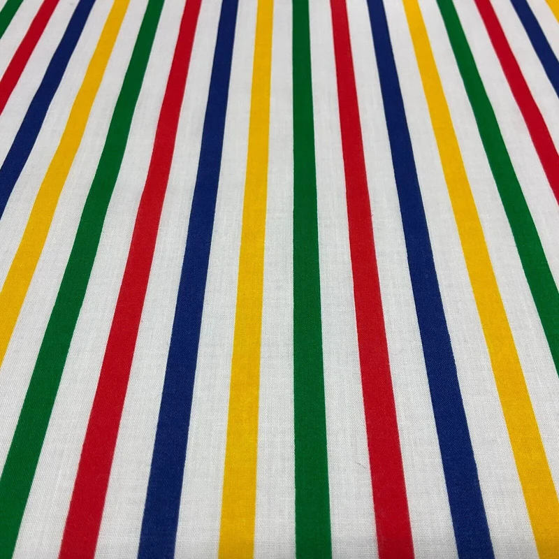 Multi coloured Striped Nautical Stripes Poly cotton printed fabric 110cm M1701