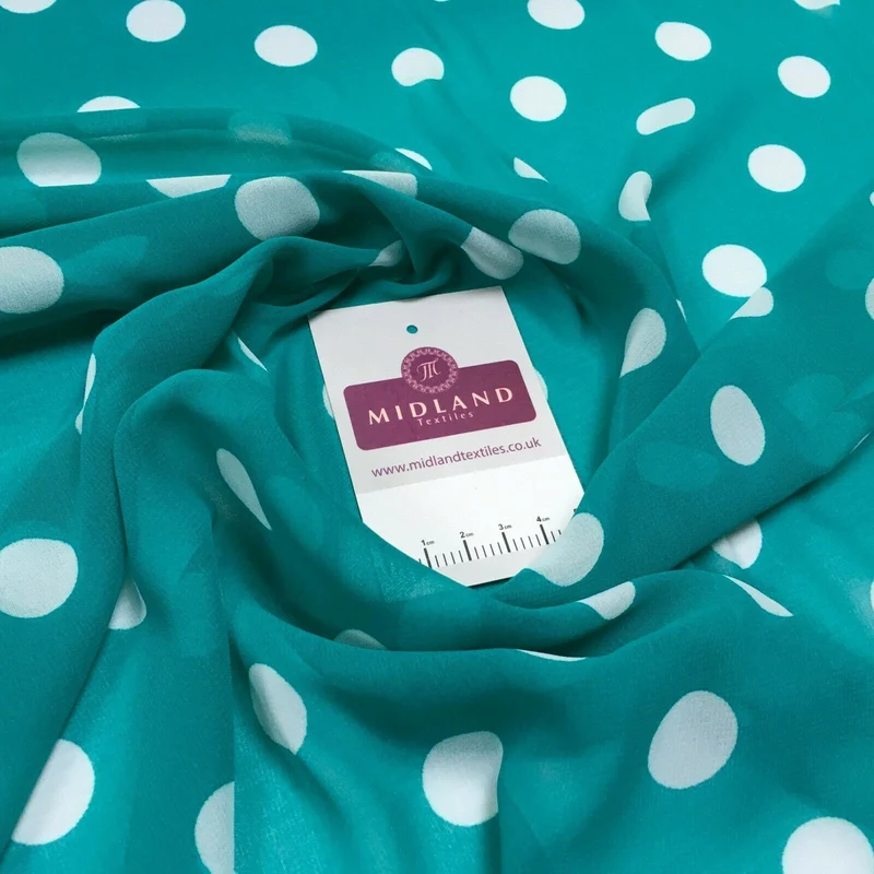 Jade polka dot spotted georgette chiffon fabric m1400-31 mtex