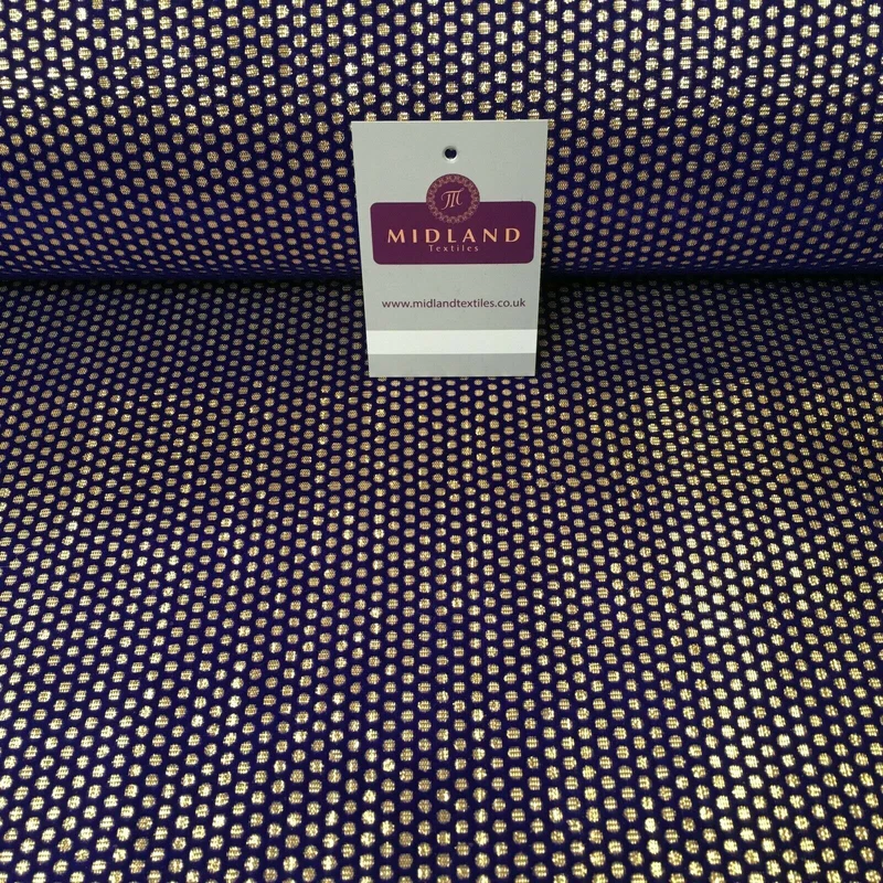 Geometric Gold Spot Dot Flocked Lame Fabric 114 cm Wide MA1177 Mtex