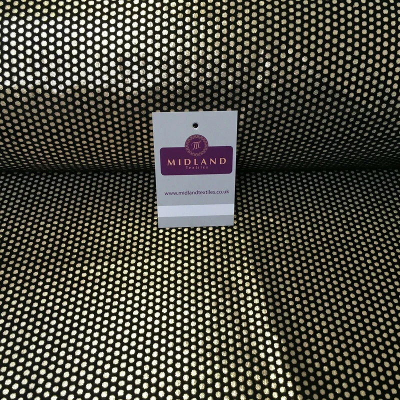 Geometric Gold Spot Dot Flocked Lame Fabric 114 cm Wide MA1177 Mtex