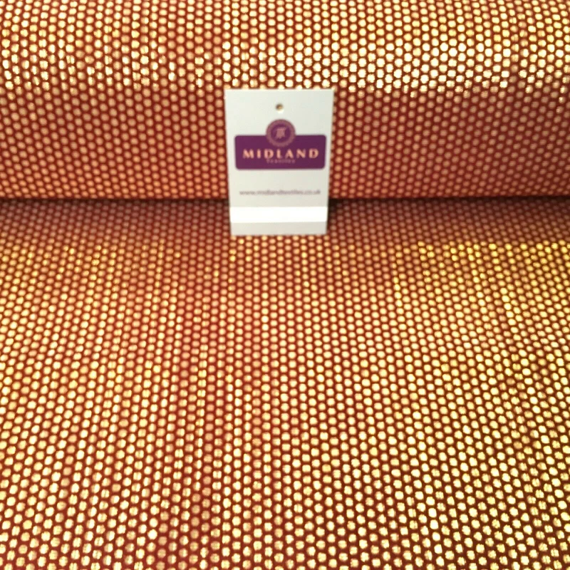 Geometric Gold Spot Dot Flocked Lame Fabric 114 cm Wide MA1177 Mtex