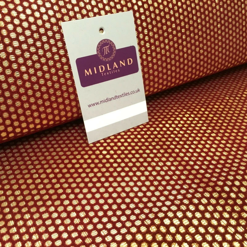 Geometric Gold Spot Dot Flocked Lame Fabric 114 cm Wide MA1177 Mtex