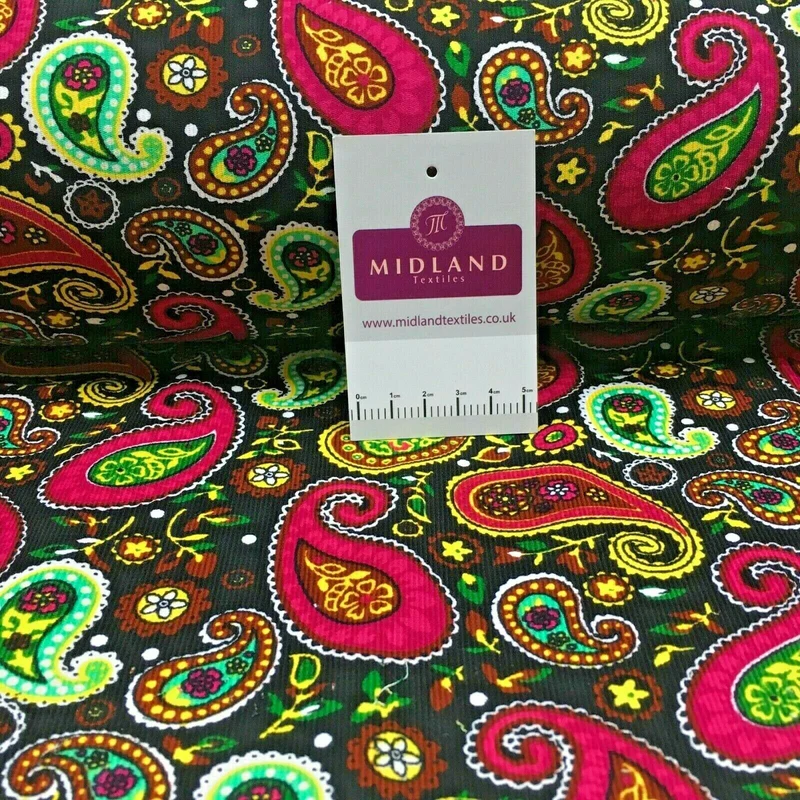 Paisley printed corduroy dress fabric mh1489