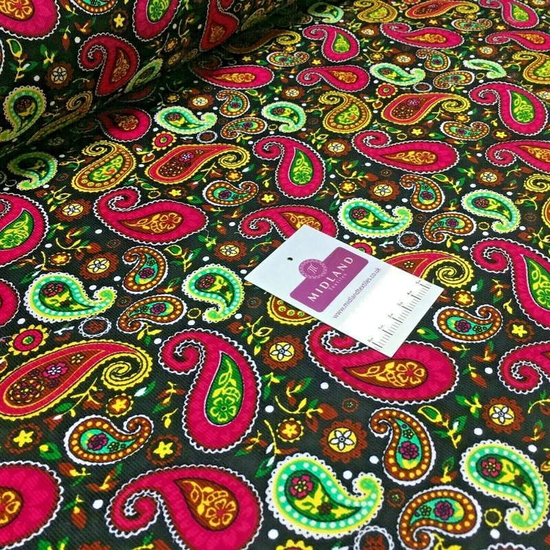 Paisley printed corduroy dress fabric mh1489