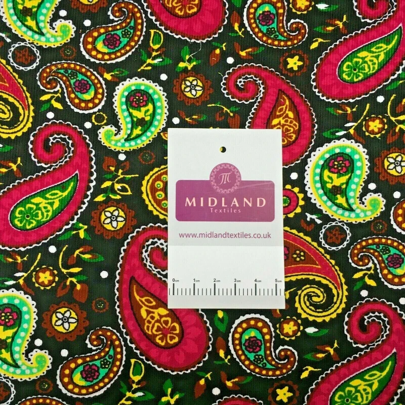 Paisley printed corduroy dress fabric mh1489