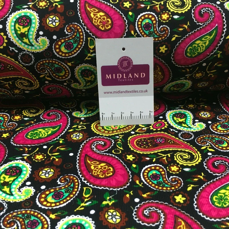 Paisley printed corduroy dress fabric mh1489