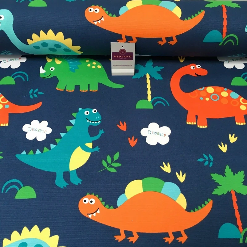 100% cotton canvas novelty dinosaurs printed craft fabric 58" wide mtex mk856